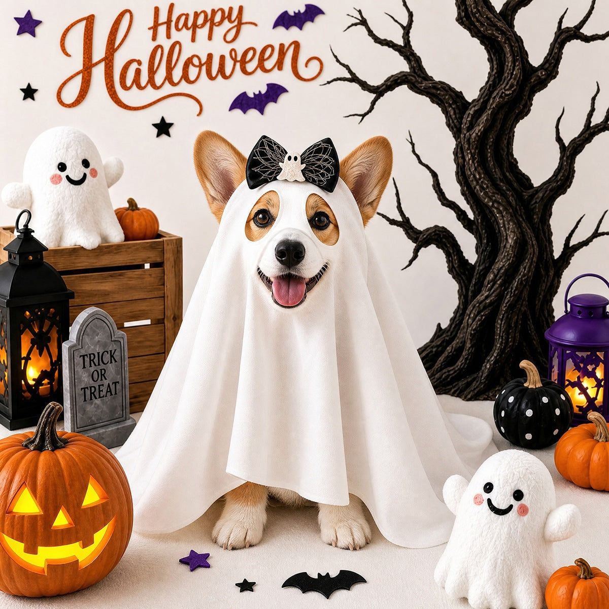 Halloween pet ghost face mask