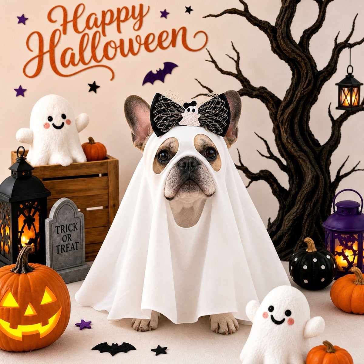 Halloween pet ghost face mask