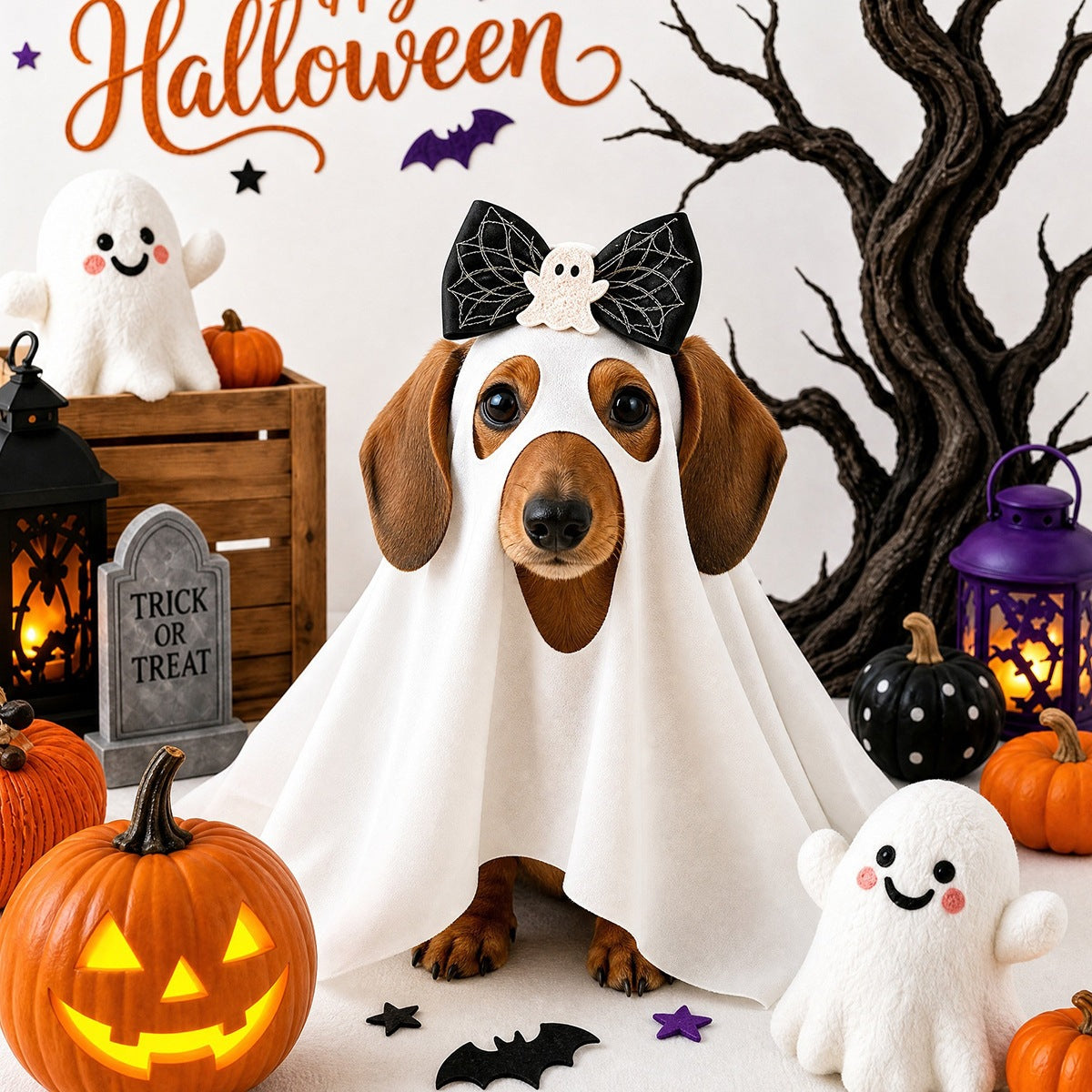 Halloween pet ghost face mask